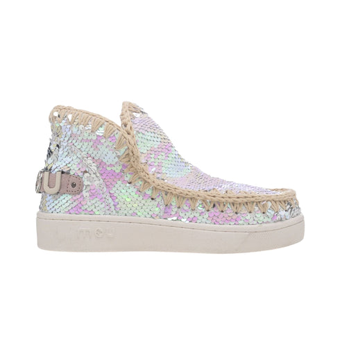 Stivaletto Donna Summer Eskimo paillettes Bianco rosa mou- Francavilla Moda